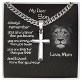 To My Son Cross Necklace From Mom , With Message Card And Gift Box, Necklaces For Birthday, Anniversary, Christmas Gift