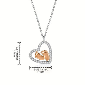 To My Mommy - Heart Footprint Pendant Necklace for Mom