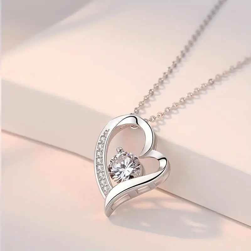 To My Beautiful Daughter Heart Cubic Zirconia Necklace For Birthday Graduation Christmas Gifts